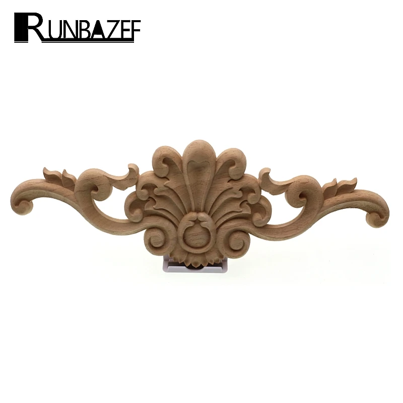 RUNBAZEF Floral Wood Carved Corner Onlay Applique Frame Unpainted Furniture Vintage Home Decor Craft Figurine Miniature Feng | Дом и сад