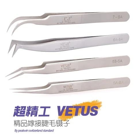 Extensão dos Cílios Marca Inoxidável Superhard Anti-static Pinças Pestana Ferramenta Série SA Pinça 10pcs 100% Aço