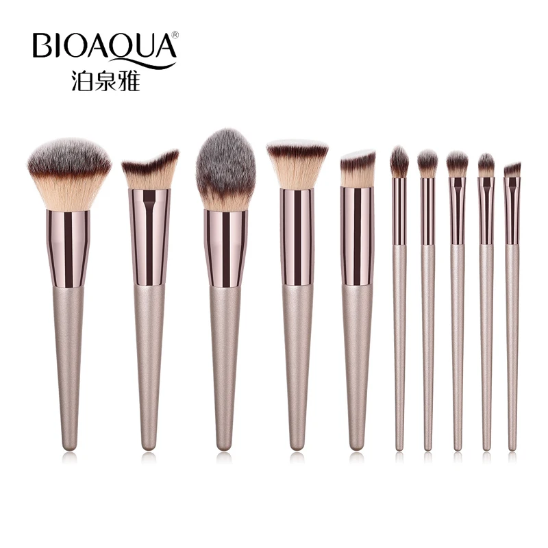 

BIOAQUA Luxury Champagne Makeup Brushes Set For Foundation Powder Blush Eyeshadow Concealer Make Up Brush Cosmetics Beauty Tools