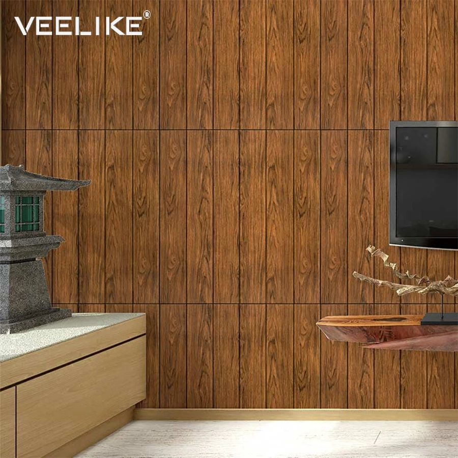 3D водонепроницаемые настенные наклейки из пенополиэтилена, винтажные деревянные панели, самоклеющиеся обои для кухни, спальни, гостиной, декоративные наклейки на стену