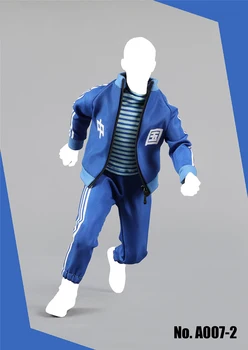 

1/6 Men's Casual Sports Clothes Set Coat Pants and T shirt Red Blue for 12''Action Figures Bodies