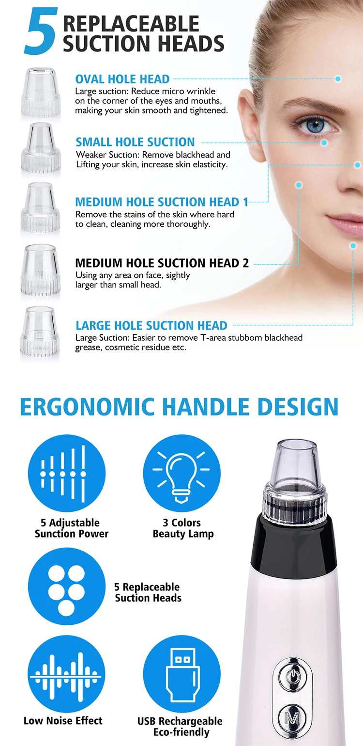 Blackhead Vacuum Suction Pore Vacuum Cleaner Facial Blackhead Acne Removal Tools 3 Colors Light Photon Rejuvenation Skin Care-1