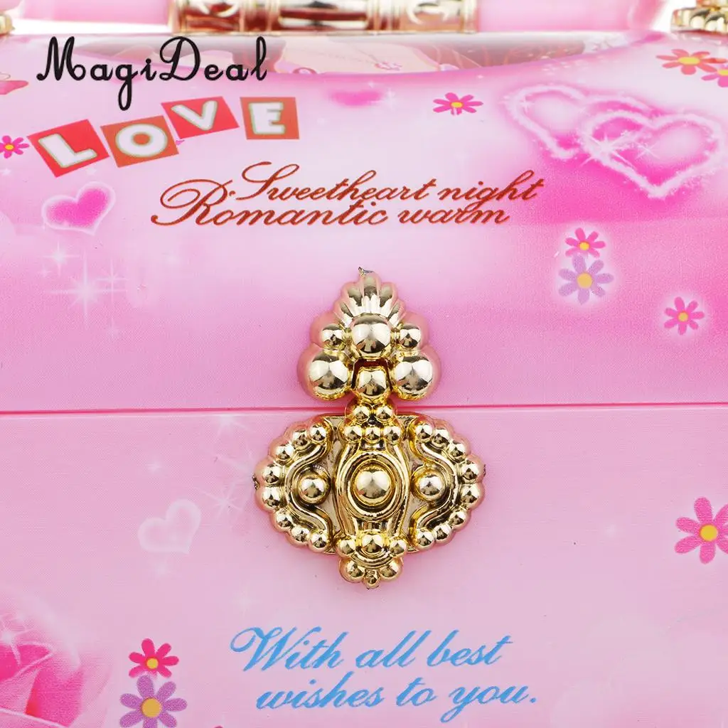 MagiDeal Wind Up Mechanical Rotating Music Box Jewelry Case Chest w/ Mirror Ornaments