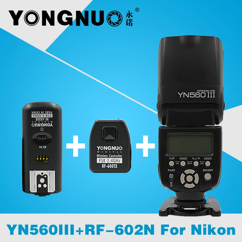 

Yongnuo YN-560 III YN560 III Flash Speedlite+ RF-602N1 Wireless Remote Flash Trigger Transmitter Receiver For Nikon camera