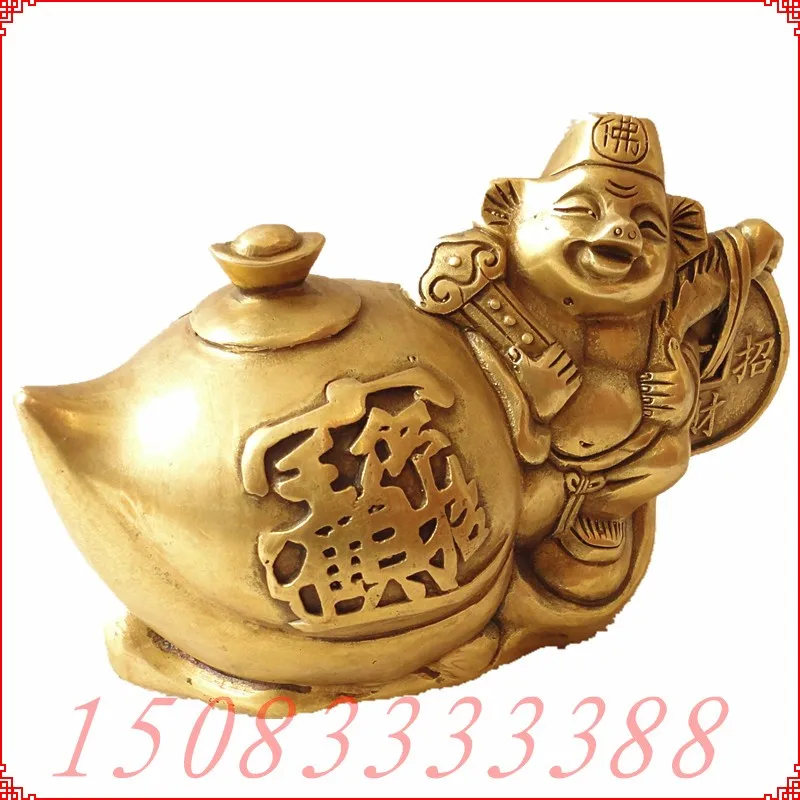 Bronze statue copper pig decoration copper hip flask Bronze teapot