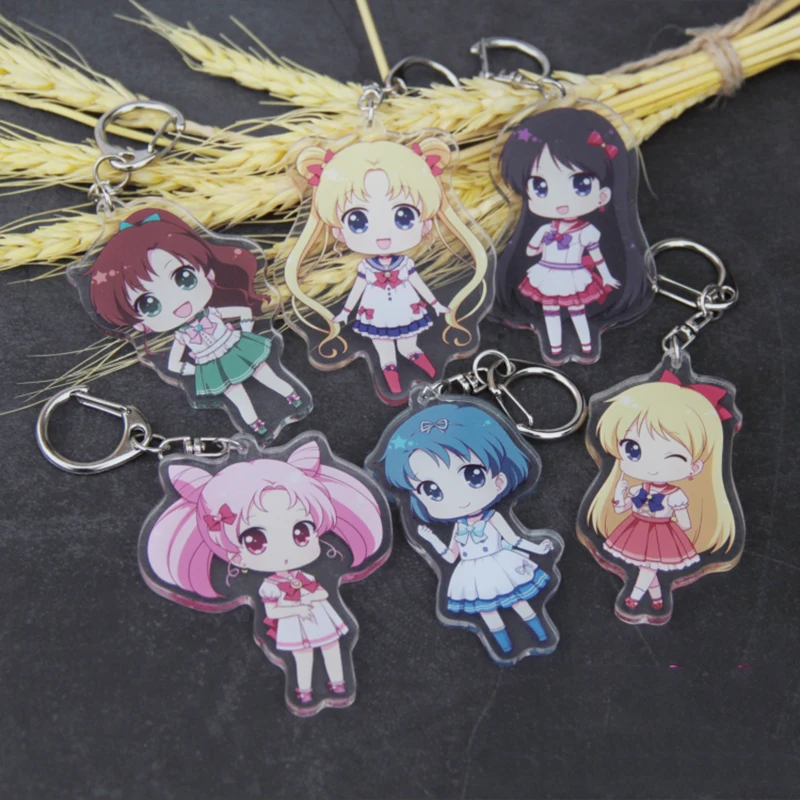 

1pcs Anime Keychain Sailor Moon Keychain Sailor Moon Mercury Mars Jupiter Venus Pendant Keyring Keychain Portachiavi llavero