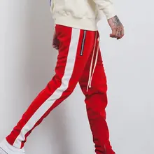 Высокое качество новые осенние мужские спортивные штаны с боковой полосой на молнии, штаны для бега с эластичной талией, винтажные повседневные штаны