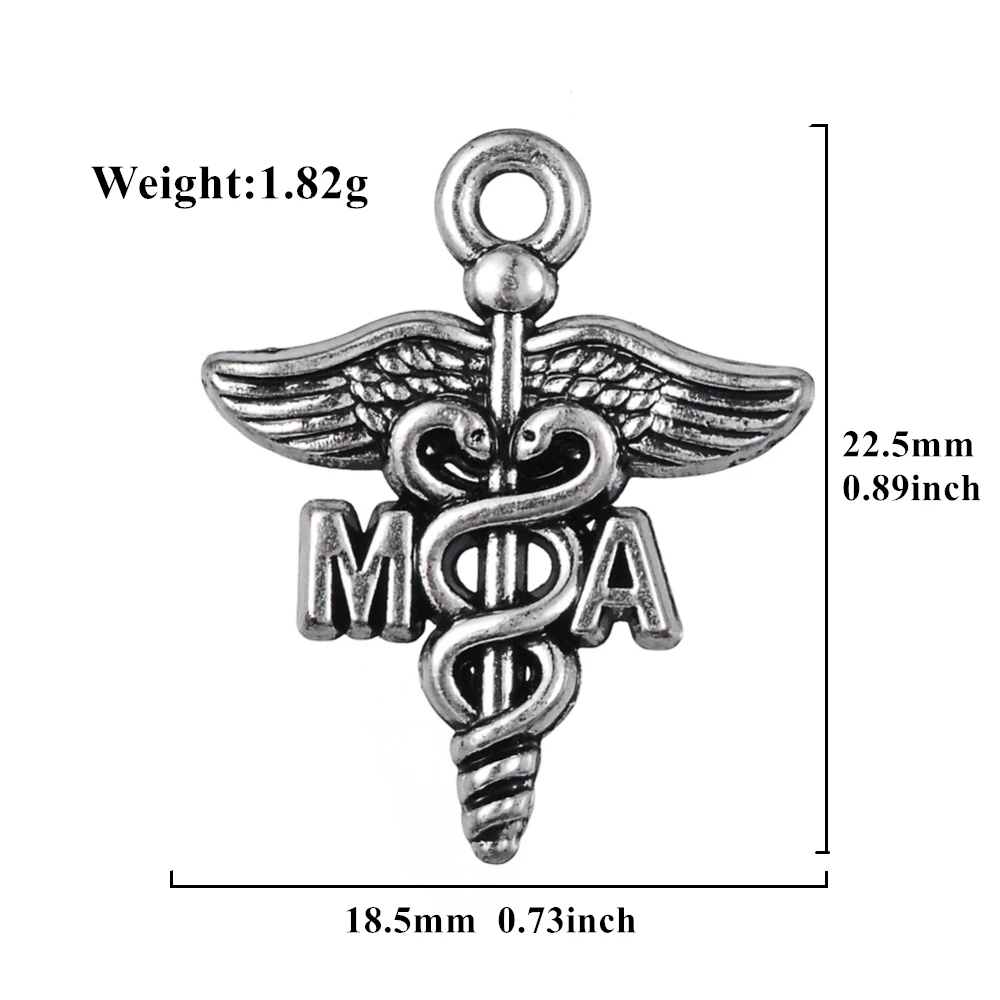 Моя Форма Профессиональный медицинский ассистент мА античный посеребренный поздравительный Шарм 30 шт кадуцеус Подвески Изготовление ювелирных изделий