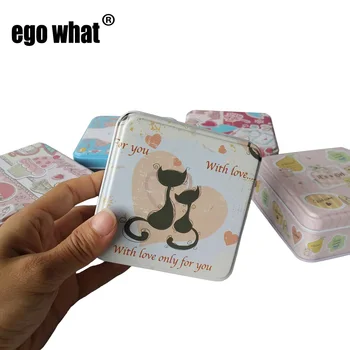 

Cheap 10pcs/lot Zakka D8.5XH4CM retro tin box candy color storage card case Multi-function boxes square storage box