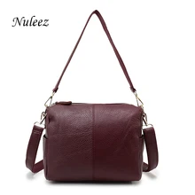 Nuleez Brand Shoulder Strap Bag Real Leather Women Handbags Flap Red Soft Crossbody Bags For Women Zipper Summer Handbags 3103