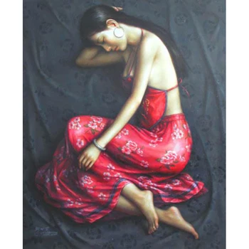 

Handmade oil painting Chinese woman Chinese classical beauty lady on canvas wall living room canvas portrait painting