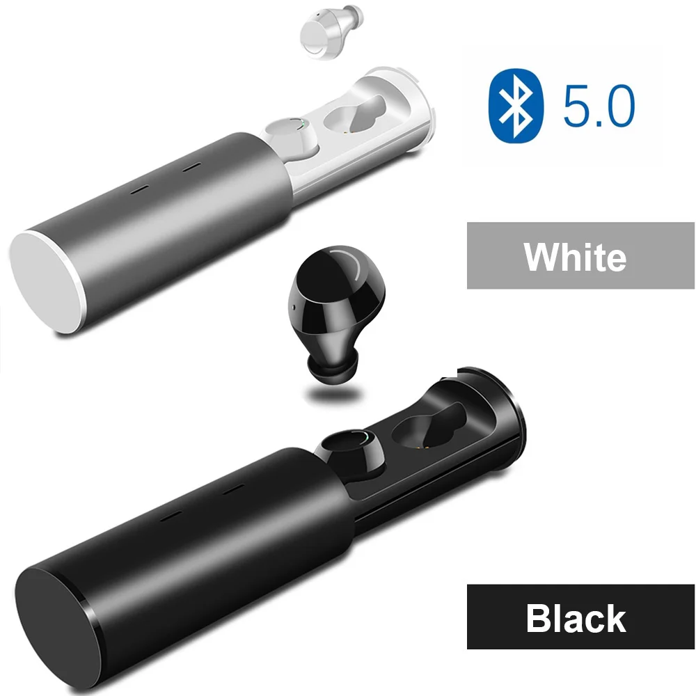 

Exuanfa 5.0 Bluetooth Waterproof Handsfree earphone Sport Earbuds Touch Control Stereo Earphone with Charging box blac Headset