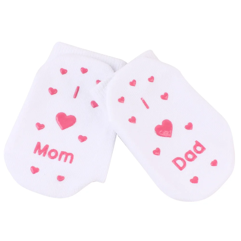 Носки для младенцев, нескользящие носки-тапочки для мальчиков и девочек Sokken люблю мама папа, носки с буквами мягкие удобные Calcetines de bebe