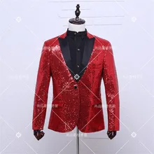 Модный Красный Блейзер, мужской повседневный сценический пиджак, dj танцевальный мужской блейзер с блестками, костюм homme, Блейзер homme, мужской красный блейзер с блестками для мужчин