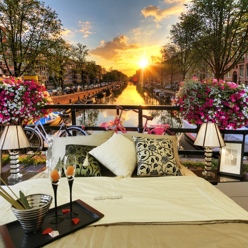 Large Television Background Simple Pastoral Scenery Wallpaper European Street River Flowers Non Large Television Background Simple Pastoral Scenery Wallpaper European Street River Flowers Non