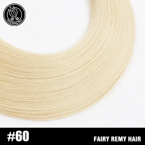 Сказочные волосы remy, 100 г/шт., настоящие европейские Прямые Натуральные кудрявые пучки волос, 16 дюймов, платиновый блонд, волосы Remy для наращивания - Цвет: #60