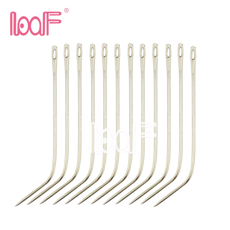 LOOF 12pcs J TYPE Weaving Needle Hook /Sewing Needles And Thread For