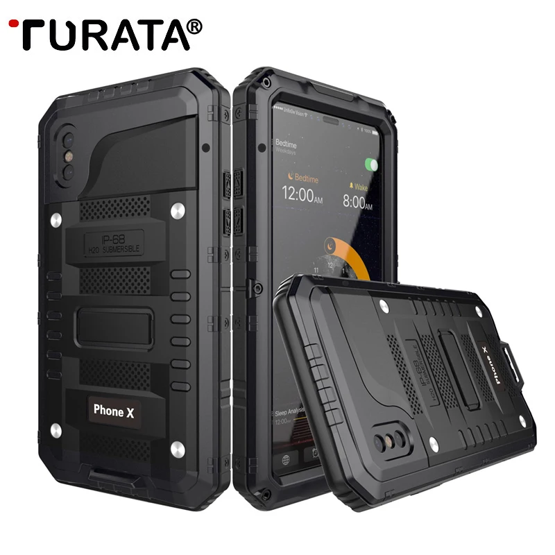 

TURATA IP68 Waterproof Shockproof Heavy Duty Hybrid Tough Rugged Armor Metal Phone Cases For iPhone X 8 7 Plus 6 6S Cover Case