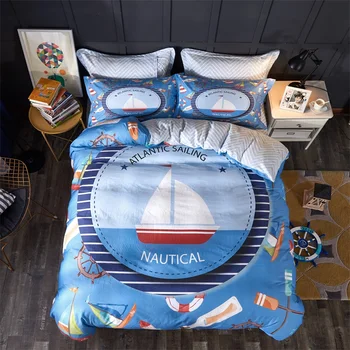 

3D Digital Printing Cartoon oceangoing voyage Dream Print Duvet Cover For Boys Cotton Voyage navigation Boys Bedding Sheet