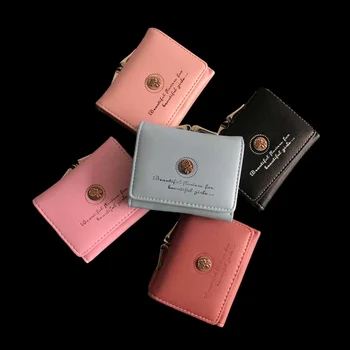 

Women's Mini Wallet Short Money Wallet Girl Folding Wallet Clutch Pu Leather Card Holder Ladies Purses Women Retro Style Flowers