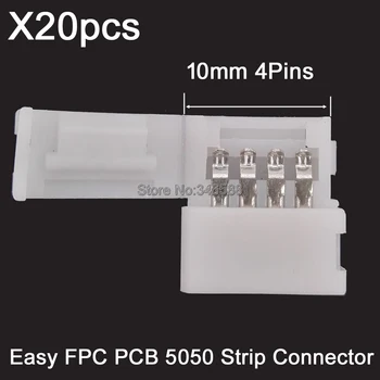 

20pcs/lot 4 PIN 4Pin 10mm PCB Strip-to-Strip Solderless FPC Snap Down Connector Adaptor For LED 5050 RGB LED Strip Light