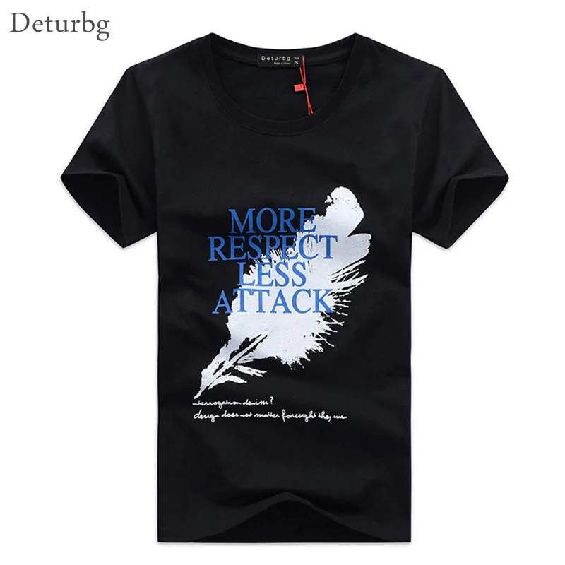 

Men's Fashion Feather Letters Printed Men T Shirt Man's Casual Short Sleeve Funny T-Shirt Tops Tee Shirt Homme 2018 Summer WMT12