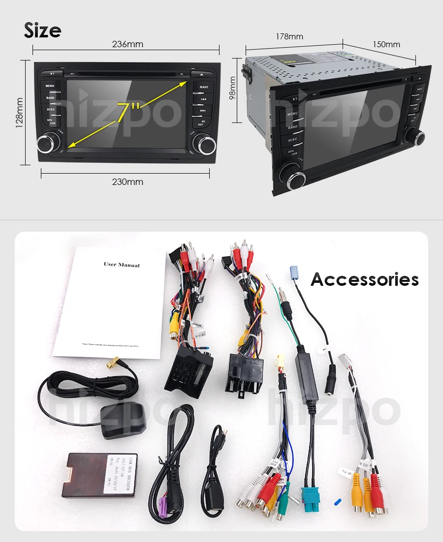Cheap HIZPO 7 Inch Touch screen Car DVD player for Audi A4 B6 2000-2006 year RS4 Seat Exeo GPS navigation BT DVR  Free camera Map card 4