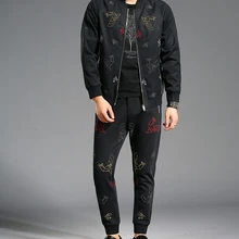 Мужские спортивные костюмы комплект из 2 предметов Осень Хип поп Толстовка бег хлопок Q985