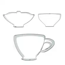 Чашка для чая, чаша для чая, форма кофейной чашки 3 шт. для резки печенья, инструменты для выпечки, украшения торта, мягкие инструменты для изготовления конфет