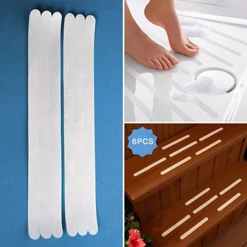 

Promotion 6pcs 38x2x0.05cm Anti Slip Bath Grip Stickers Non Slip Shower Strips Pad Flooring Safety Tape Mat Transparent