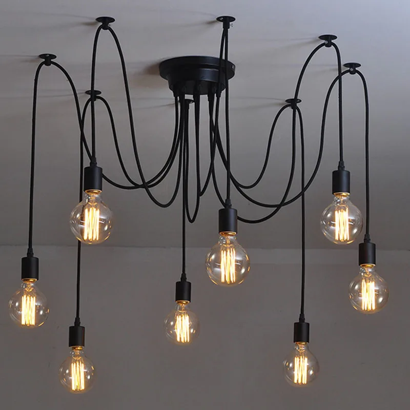 10 Lights Edison Retro Spider Industrial Pendant Light 110 220v E27 10 Lights Edison Retro Spider Industrial Pendant Light 110 220v E27 Vintage Diy Hanging Lamp Fixtures In From