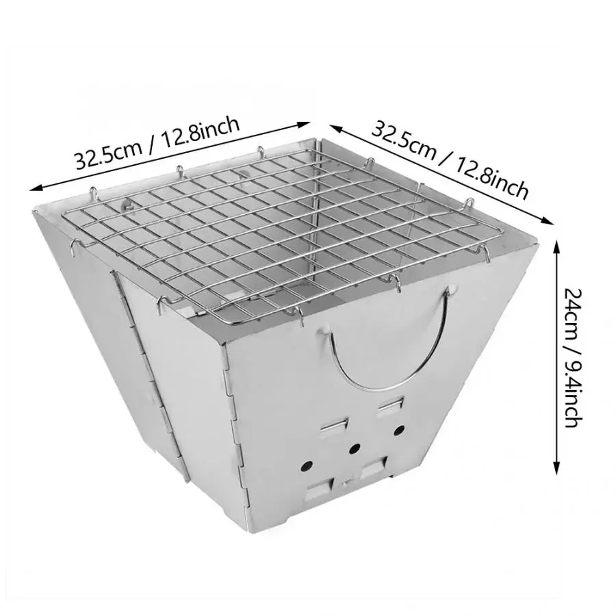 Складной, из нержавеющей стали для барбекю гриль практичный BBQ печь Портативный Открытый Кемпинг Гриль на углях