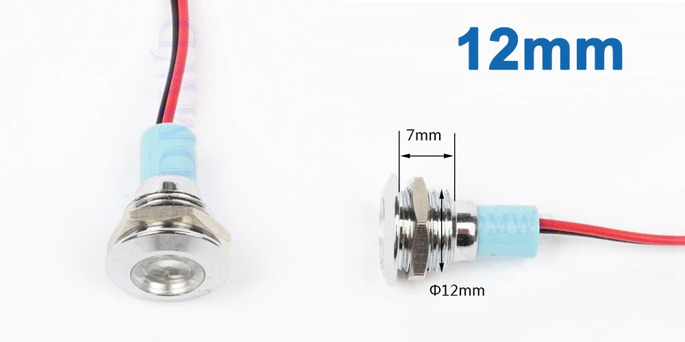 6 мм 8 мм 10 мм 12 мм 16 мм металлический светодиодный Предупреждение индикатор светильник Водонепроницаемый IP67 сигнальная лампа пилот провода переключателя 3V 5V 12V 220V красные, синие
