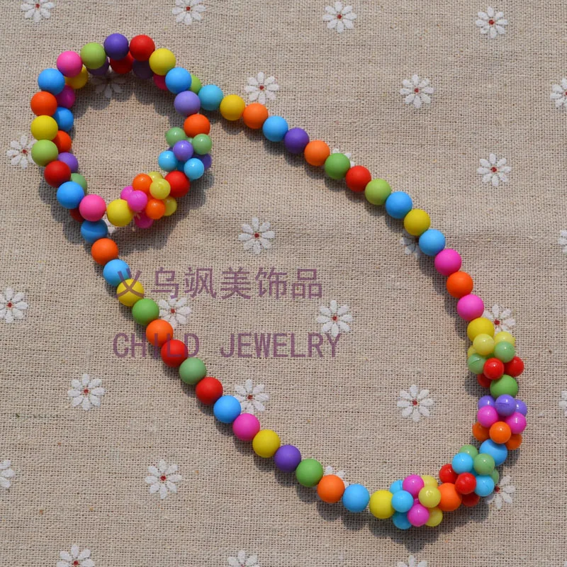 

Sweet Girl's Gifts Cartoon Children Jewelry sets Matt Mix Color Acrylic Multi Storey Necklace And Bracelet