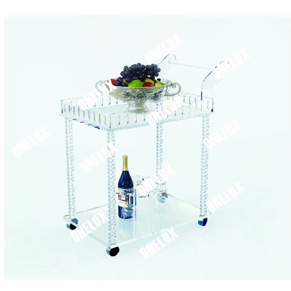 acrylic lucite bar serving cart / hotel trolley with wine