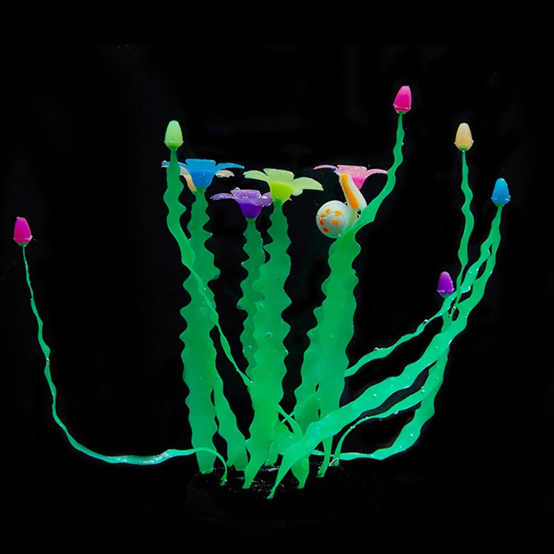 Multi Colors 20*10cm Simulation Fish Tank Plants Silicone Aquarium