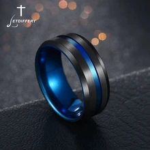 Letdiffery gran oferta anillos con surcos Negro Azul acero inoxidable Midi anillos para hombres encanto joyería masculina Dropshipping