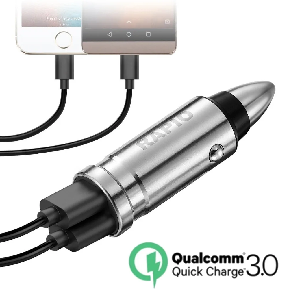 Пуля warhead USB Автомобильное зарядное устройство для iphone android мобильных телефонов