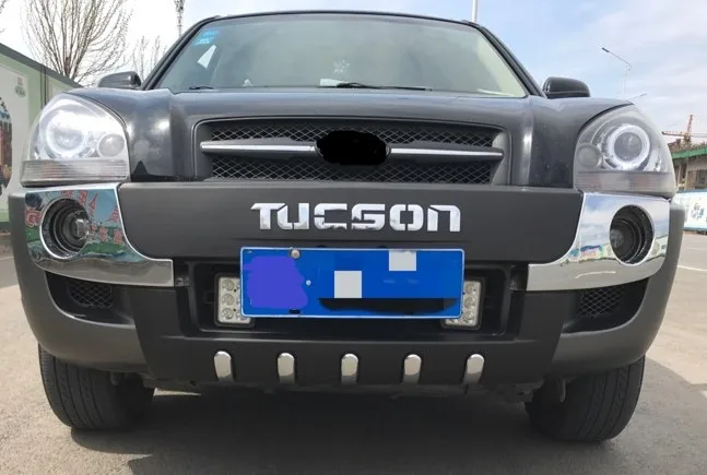 Для 2006-2012 Tucson Высококачественная пластиковая ABS Хромированная передняя+ задняя крышка бампера декоративная защита противоскользящая облицовочная панель 2 шт./компл