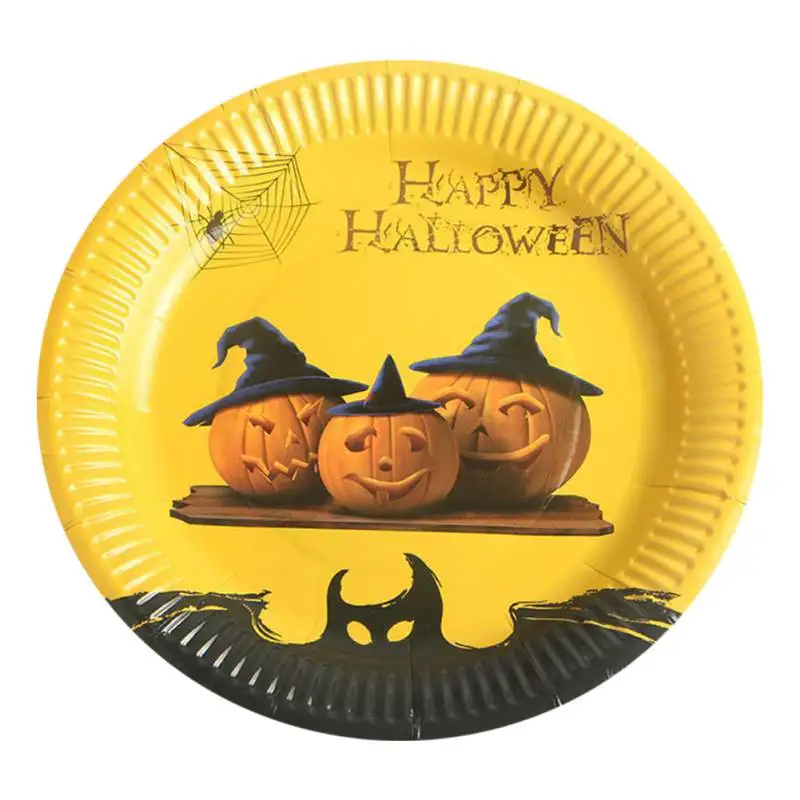 

10PCS Halloween Festival Party Pumpkin-pattern Decoration Plate Table Decoration Wizard-pattern Western Plate