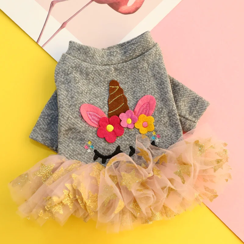 

2019 New Unicorn Dog clothes Teddy Bomei clothing pet puppies cat clothes autumn and winter princess dress cute bow skirt L164