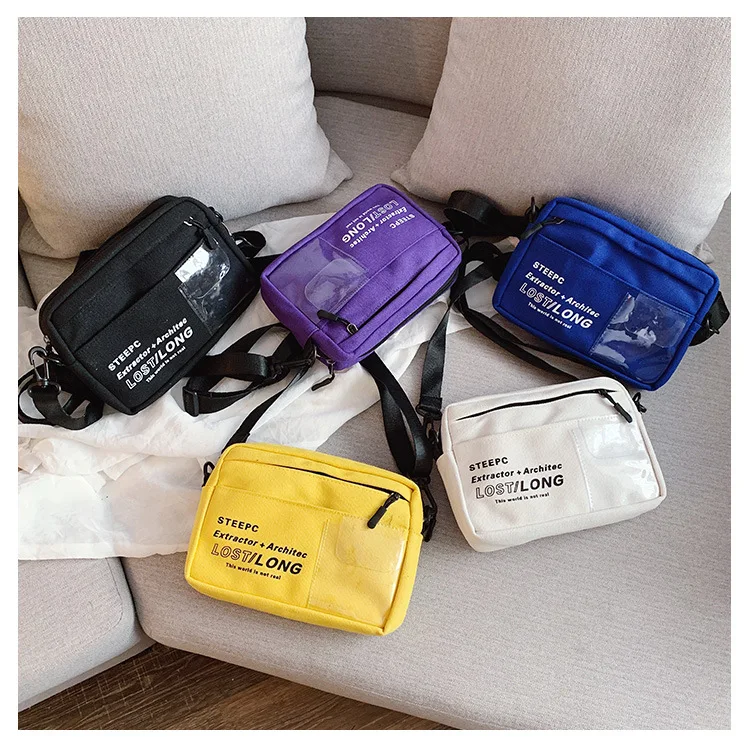 

Vintage Designer Women Pure Color Casual Outdoor Bag Canvas Handbag Zipper Shoulder Bag Unisex Transparent Portable Shoulder Bag