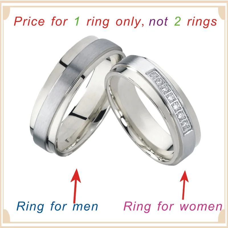 Unique Promise Wedding Band Men's Ring bague anillos Silver White Gold Color Jewelry Engagment Couples Rings for women (4)