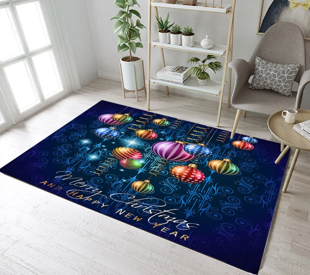 

LB Merry Christmas Ball Star Doormat Area Rugs Bedroom Carpet Non-slip For Living Room Home Bathroom Kitchen Floor Mat Cushion