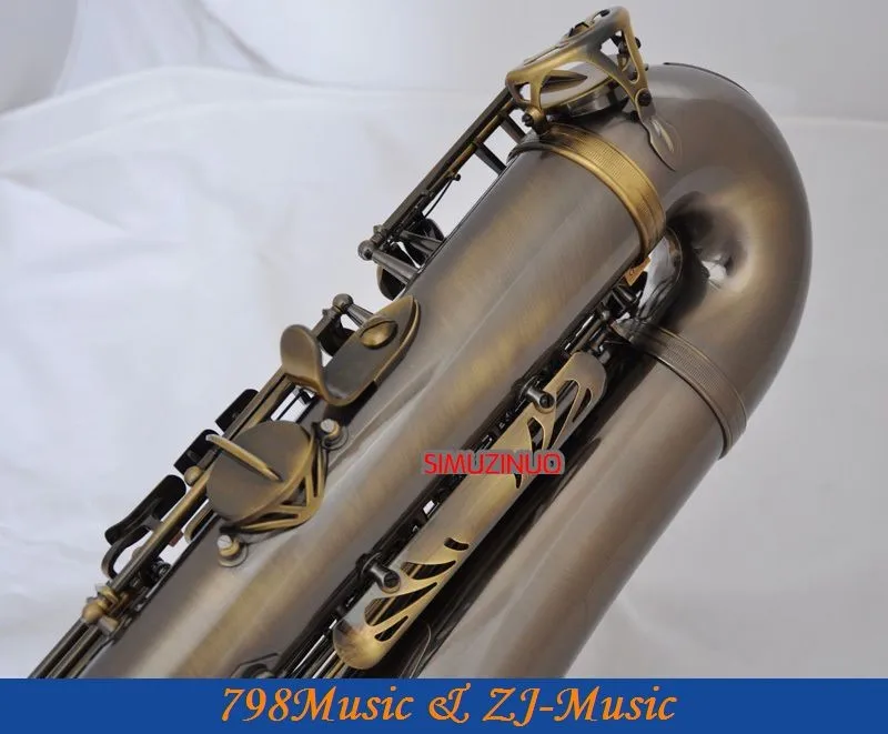 Профессиональный античная латунь тенор Саксофоны BB sax Высокая F # с 10 шт. Reeds случае