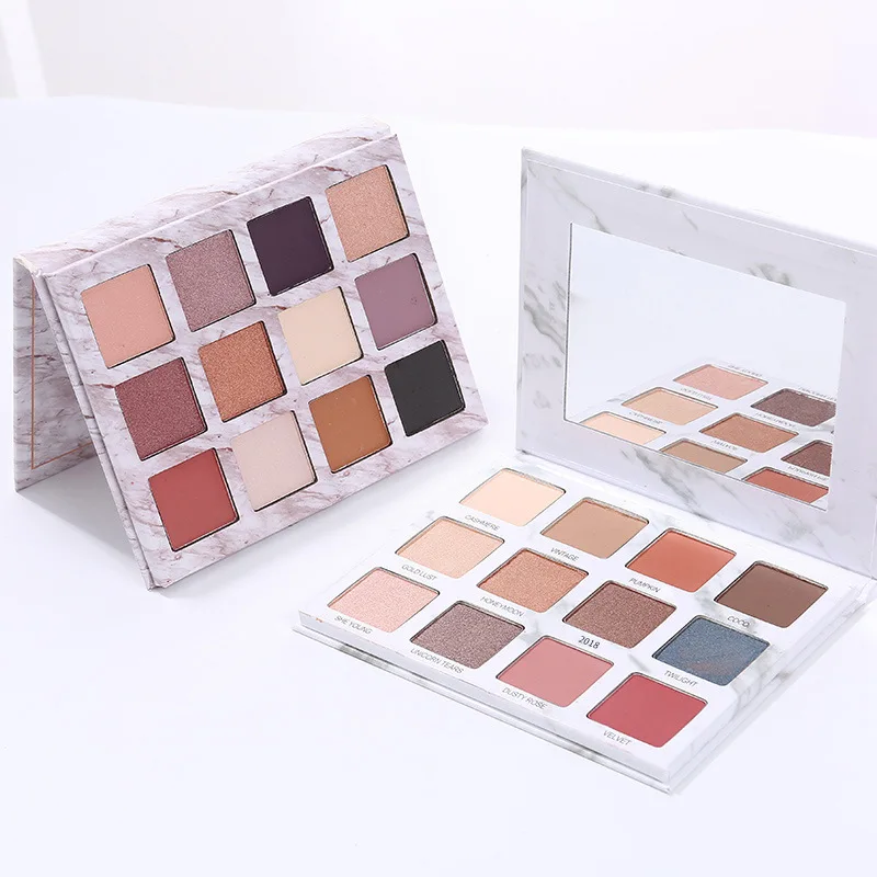 Fashion Marble 12 Color Glitter Powder Eye Shadow Palette Matte Low Light Earth Tone Nude Makeup Set Cosmetics Fashion Marble 12 Color Glitter Powder Eye Shadow Palette Matte Low Light Earth Tone Nude Makeup Set Cosmetics