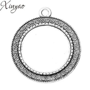 

10pcs Antique Bronze/Silver Color Diameter 25mm Blank Flower Pendants Tray Cabochon Base Cameo Setting Jewelry Findings K0061