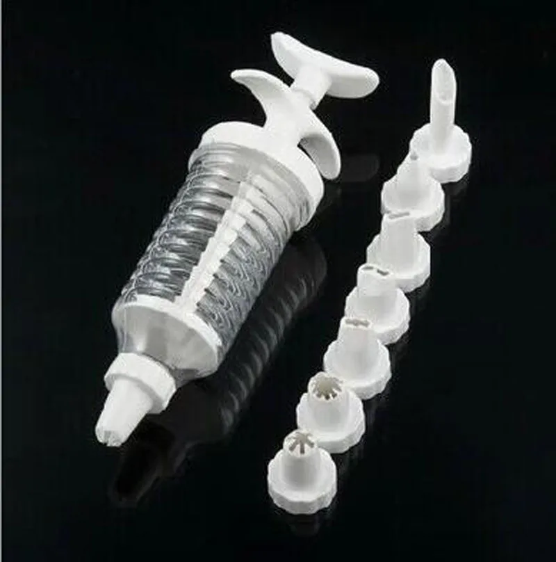 

1 set Plastic 8 Cake Nozzles Icing Syringe Mold Cake Decorating Piping Cream Syringe Tips Set Tool Cake Decoration Set
