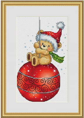 

Needlework 14CT 16CT Cross Stitch, DIY Count Cross Stitch, Embroidery Set, Christmas bear on colored balls