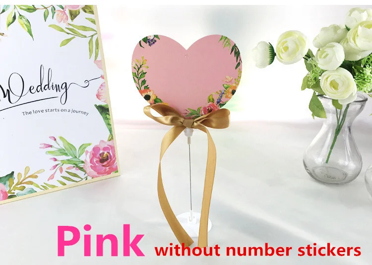 5 шт./лот Beaufitul Свадебные цветные круглые настольные карточки с лентой настольная подставка для карточек с зажимом для заметок с наклейками - Цвет: Heart pink